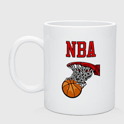 Кружка керамическая Basketball - NBA logo, цвет: белый