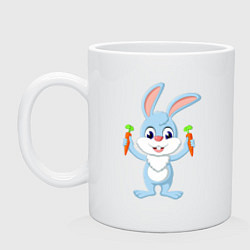 Кружка керамическая Кролик с морковками, цвет: белый