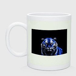 Кружка керамическая Синий неоновый тигр, цвет: фосфор