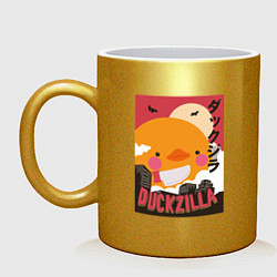 Кружка керамическая Утка Годзилла, цвет: золотой