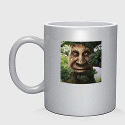 Кружка керамическая Wise Mystical Tree, цвет: серебряный