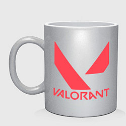 Кружка керамическая Valorant - logo, цвет: серебряный