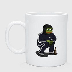 Кружка керамическая Pepe gopnik meme, цвет: белый