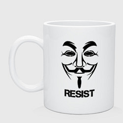 Кружка керамическая Guy Fawkes - resist, цвет: белый