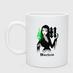 Кружка керамическая M - Morticia, цвет: белый