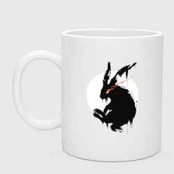 Кружка керамическая Черный кролик 2023, цвет: белый