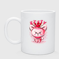 Кружка керамическая Котёнок с короной, цвет: белый