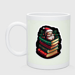 Кружка керамическая Книги и Санта, цвет: фосфор