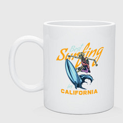 Кружка керамическая Лучший серфинг в Калифорнии, цвет: белый