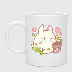 Кружка керамическая Тоторо и цветок, цвет: белый