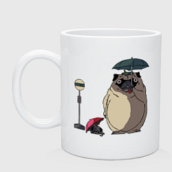 Кружка керамическая Тоторо мопс, цвет: белый