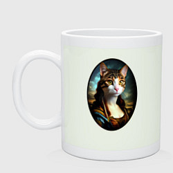 Кружка керамическая Леди кошка - нейросеть - портрет, цвет: фосфор