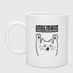 Кружка керамическая Lindemann - rock cat, цвет: белый