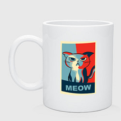 Кружка керамическая Meow obey, цвет: белый