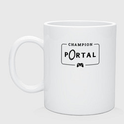 Кружка керамическая Portal gaming champion: рамка с лого и джойстиком, цвет: белый