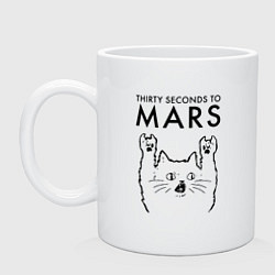 Кружка керамическая Thirty Seconds to Mars - rock cat, цвет: белый