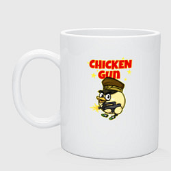 Кружка керамическая Chicken Gun - игра, цвет: белый