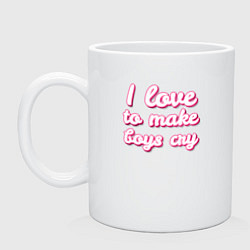 Кружка керамическая I love to make boys cry барби стиль, цвет: белый