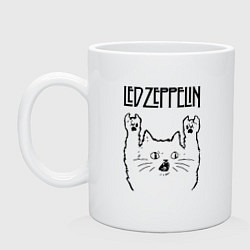 Кружка керамическая Led Zeppelin - rock cat, цвет: белый