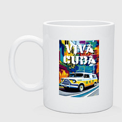 Кружка керамическая Viva Cuba - car - retro, цвет: белый