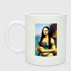 Кружка керамическая Мона Лиза на пляже - Биарриц - Франция, цвет: фосфор
