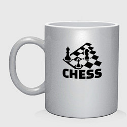 Кружка керамическая Chess game, цвет: серебряный