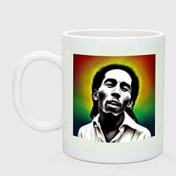 Кружка керамическая Боб Марли в традиционном триколоре, цвет: фосфор