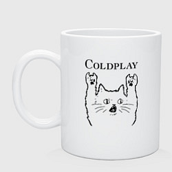 Кружка керамическая Coldplay - rock cat, цвет: белый