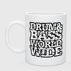 Кружка керамическая Drum and bass world wide, цвет: белый