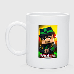 Кружка керамическая Roblox green man, цвет: белый