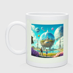 Кружка керамическая Счастливый мир будущего, цвет: фосфор