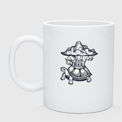 Кружка керамическая Слоны на черепахе, цвет: белый