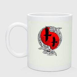 Кружка керамическая Вороны Одина - кельтский узор, цвет: фосфор