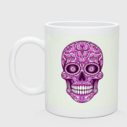 Кружка керамическая Череп мексиканский в розовых оттенках, цвет: фосфор