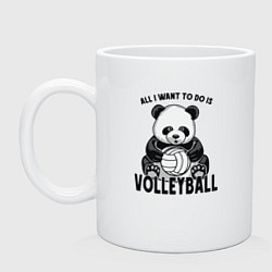 Кружка керамическая Panda volleyball, цвет: белый