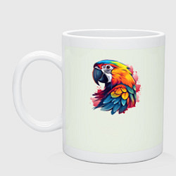 Кружка керамическая Яркий попугай на красных брызгах, цвет: фосфор