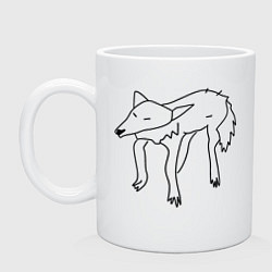Кружка керамическая Забавный волк, цвет: белый