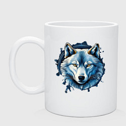 Кружка керамическая Полярный волк, цвет: белый