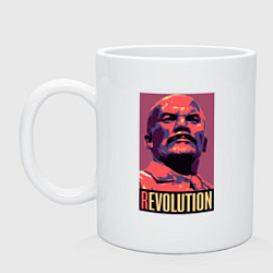 Кружка керамическая Lenin revolution, цвет: белый