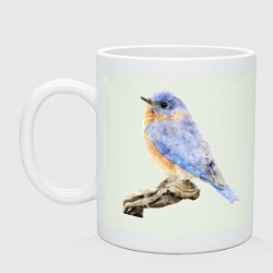 Кружка керамическая Лазурная птица на дереве, цвет: фосфор