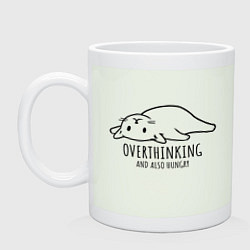 Кружка керамическая Overthinking cat and also hungry, цвет: фосфор