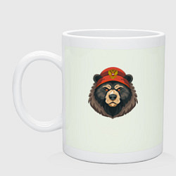 Кружка керамическая Русский медведь в шапке с гербом, цвет: фосфор
