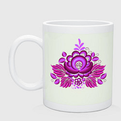 Кружка керамическая Малиновый цветок и узоры гжель, цвет: фосфор