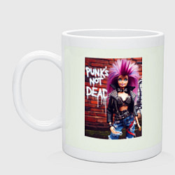 Кружка керамическая Punks not dead - cool Barbie ai art, цвет: фосфор