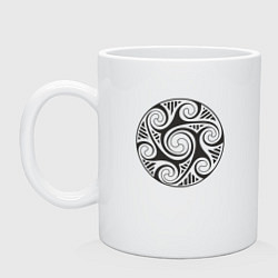 Кружка керамическая Круглый кельтский узор, цвет: белый