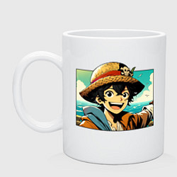 Кружка керамическая Луффи - нейросеть, цвет: белый