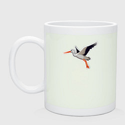 Кружка керамическая Летящий черно белый аист, цвет: фосфор