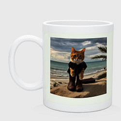 Кружка керамическая Пляжный котик, цвет: фосфор