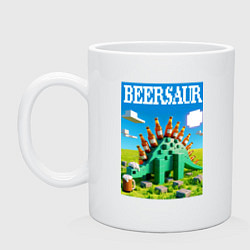 Кружка керамическая Пивозавр в стиле Майнкрафт - нейросеть, цвет: белый