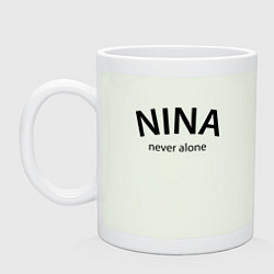 Кружка керамическая Nina never alone - motto, цвет: фосфор
